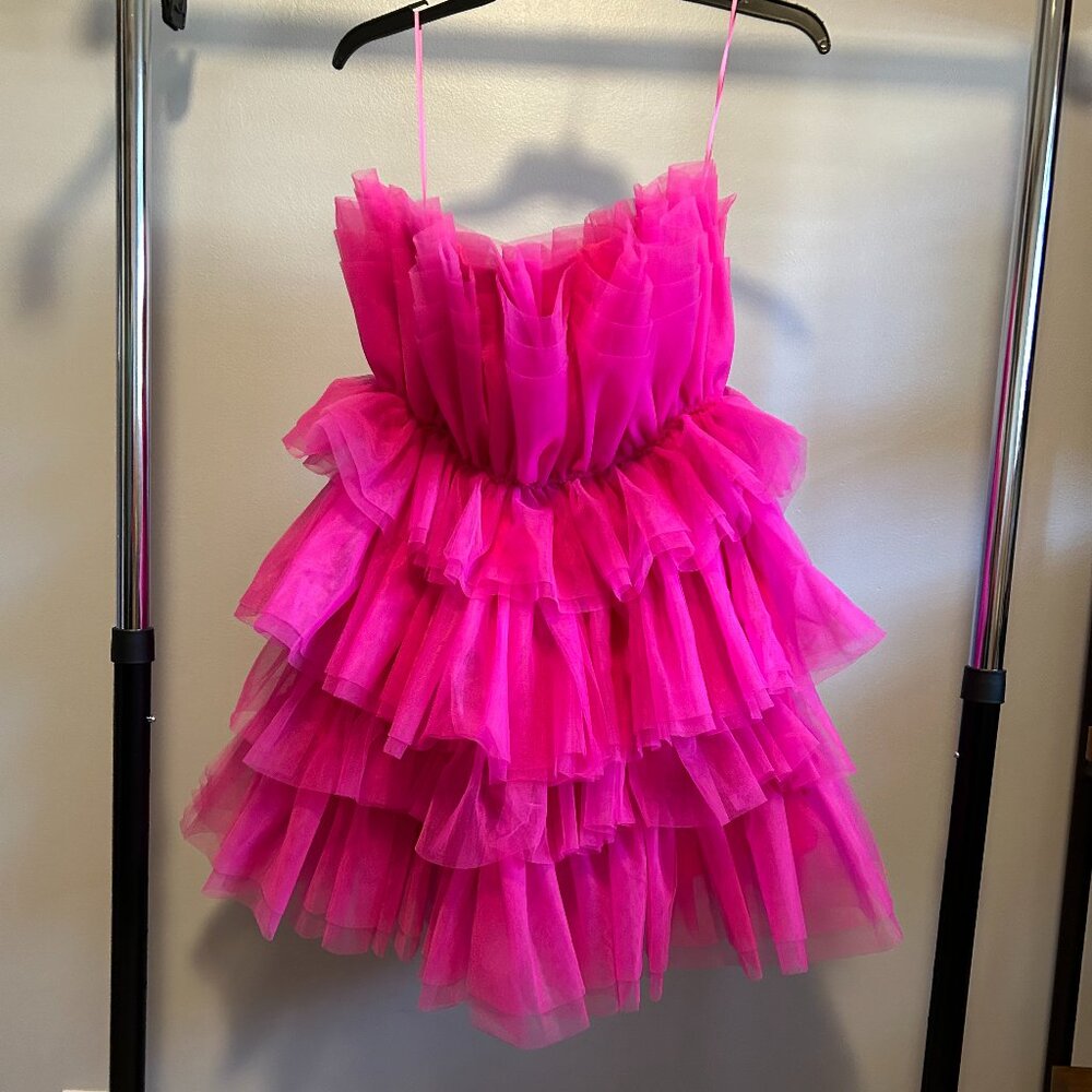NWT Altar'd State Pink Strapless Mini Tulle Dress! - Picture 2 of 6